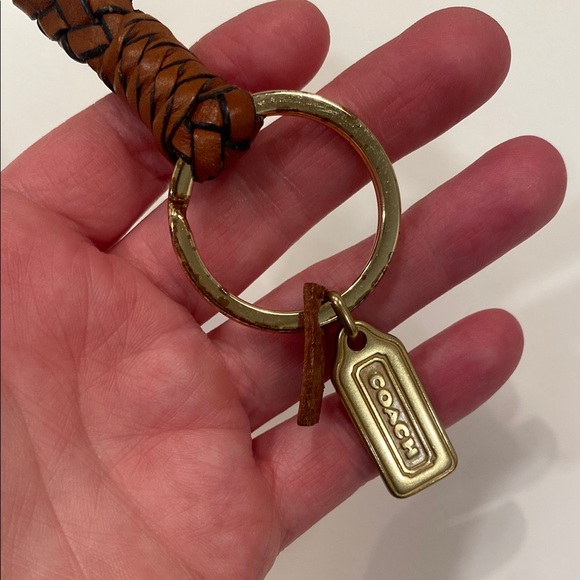 RARE Vintage Coach Brown Braided Leather Keychain - Picture 4 of 5